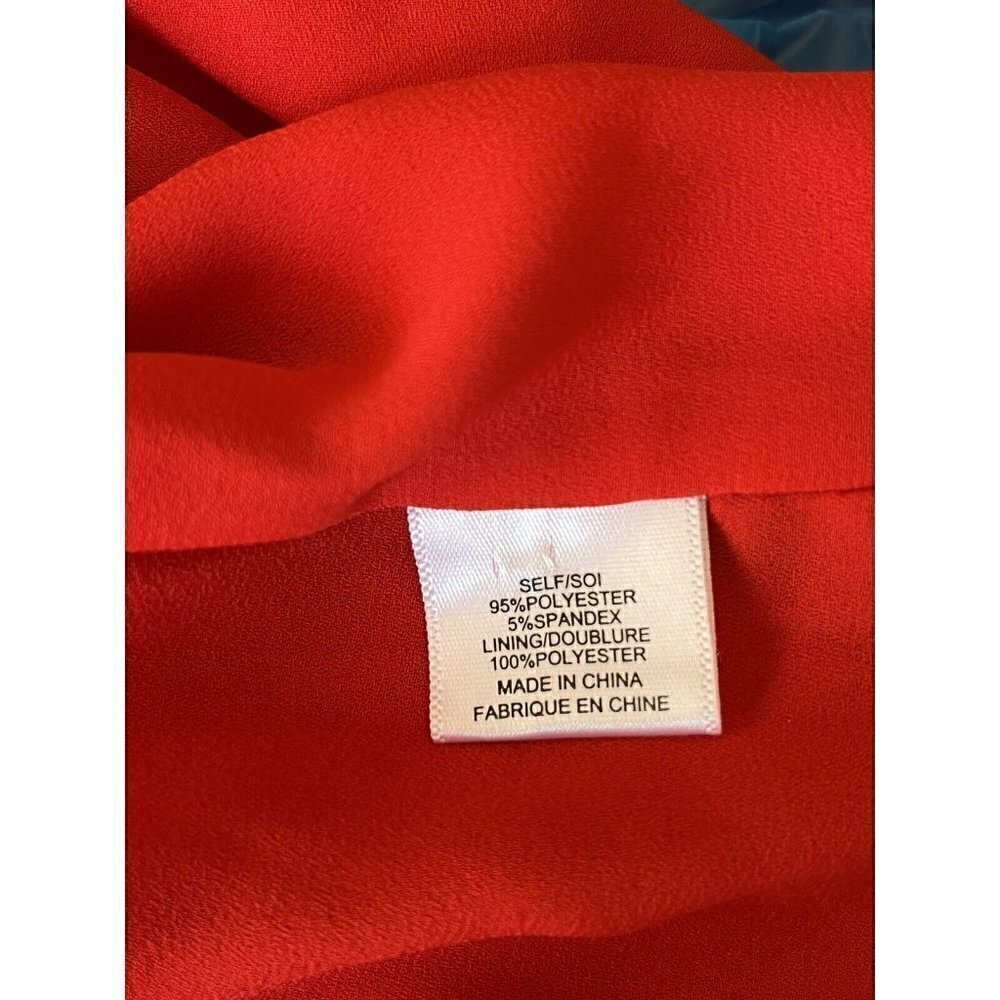 Charles Henry Red Women's Size Small S Tie Sleeve V-neck Crepe Shift Dress - Picture 3 of 11